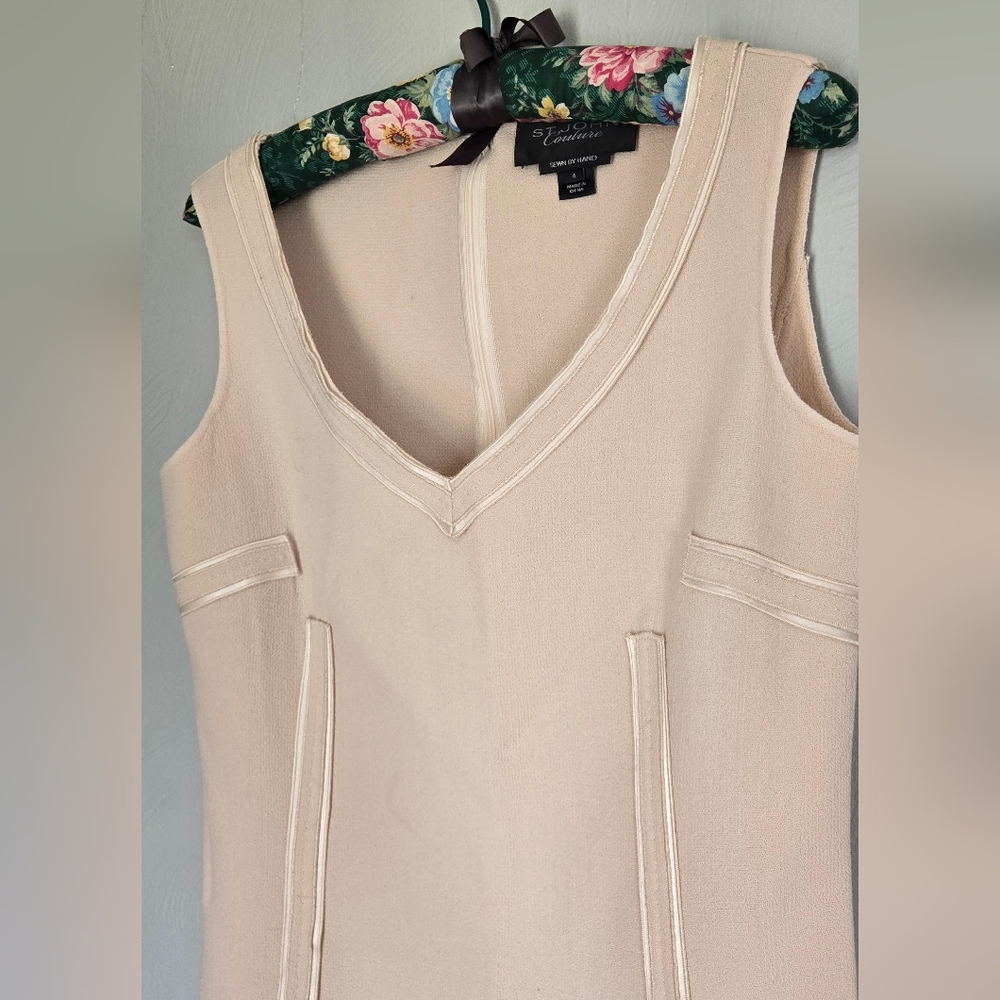 St. John Couture• Vintage Wool Elegant Cream Women's Blazer & Dress Set. Sz 4/6 - Picture 3 of 16